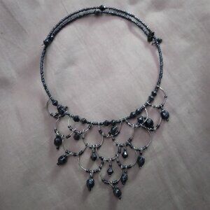 Retro beaded continum necklace with bead hang down